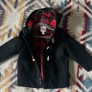 Cat & Jack Black Pea Coat with Red Lining